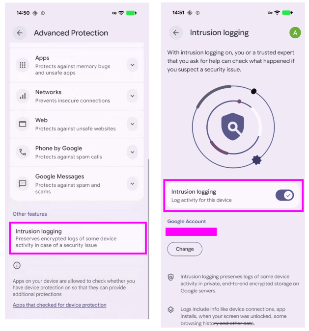 Intrusion Logging Setting